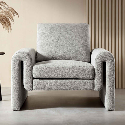 Hampstead Grey Boucle Curved Armchair