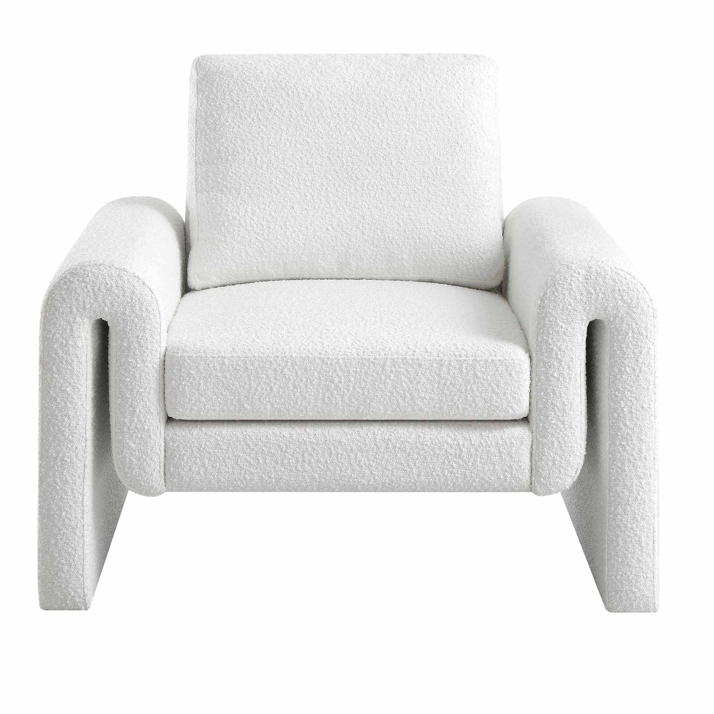 Hampstead White Boucle Curved Armchair
