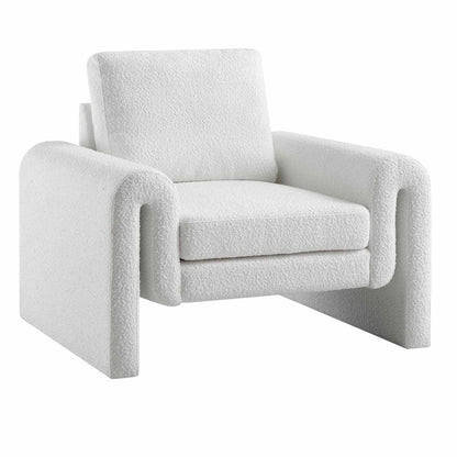 Hampstead White Boucle Curved Armchair
