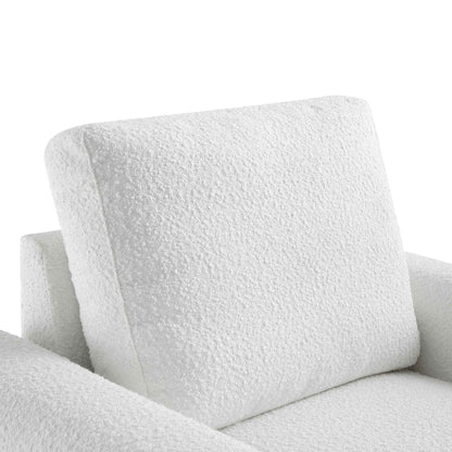 Hampstead White Boucle Curved Armchair