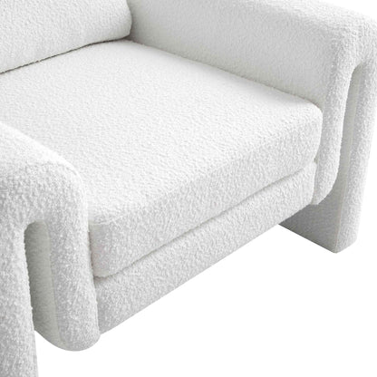 Hampstead White Boucle Curved Armchair