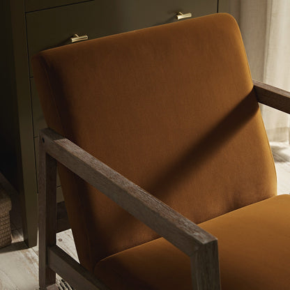 Fyne Cinnamon Velvet Rocking Weathered Oak Armchair