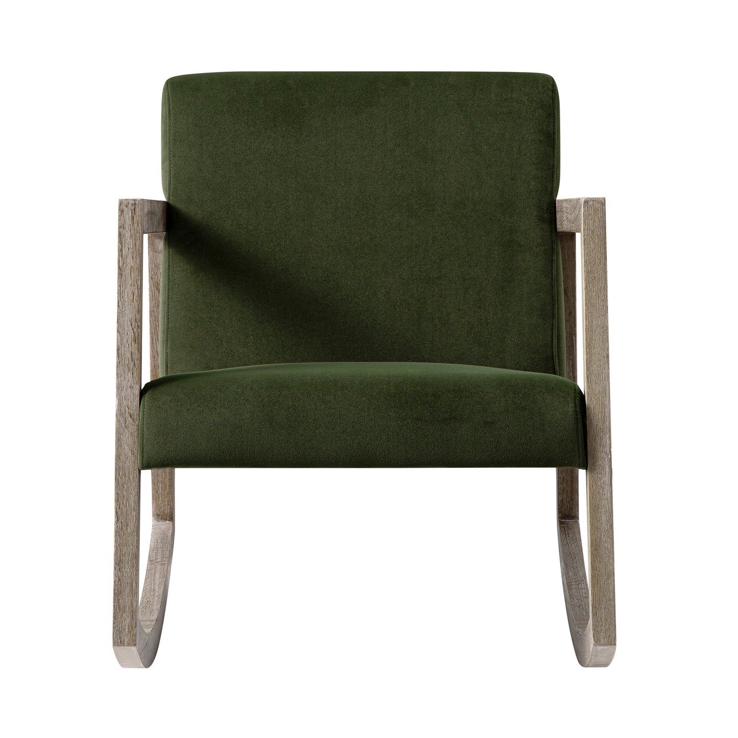 Fyne Moss Green Velvet Rocking Weathered Oak Armchair
