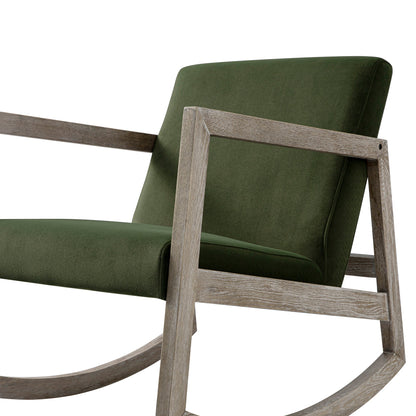 Fyne Moss Green Velvet Rocking Weathered Oak Armchair