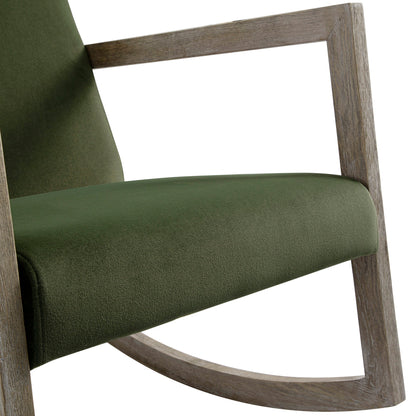 Fyne Moss Green Velvet Rocking Weathered Oak Armchair