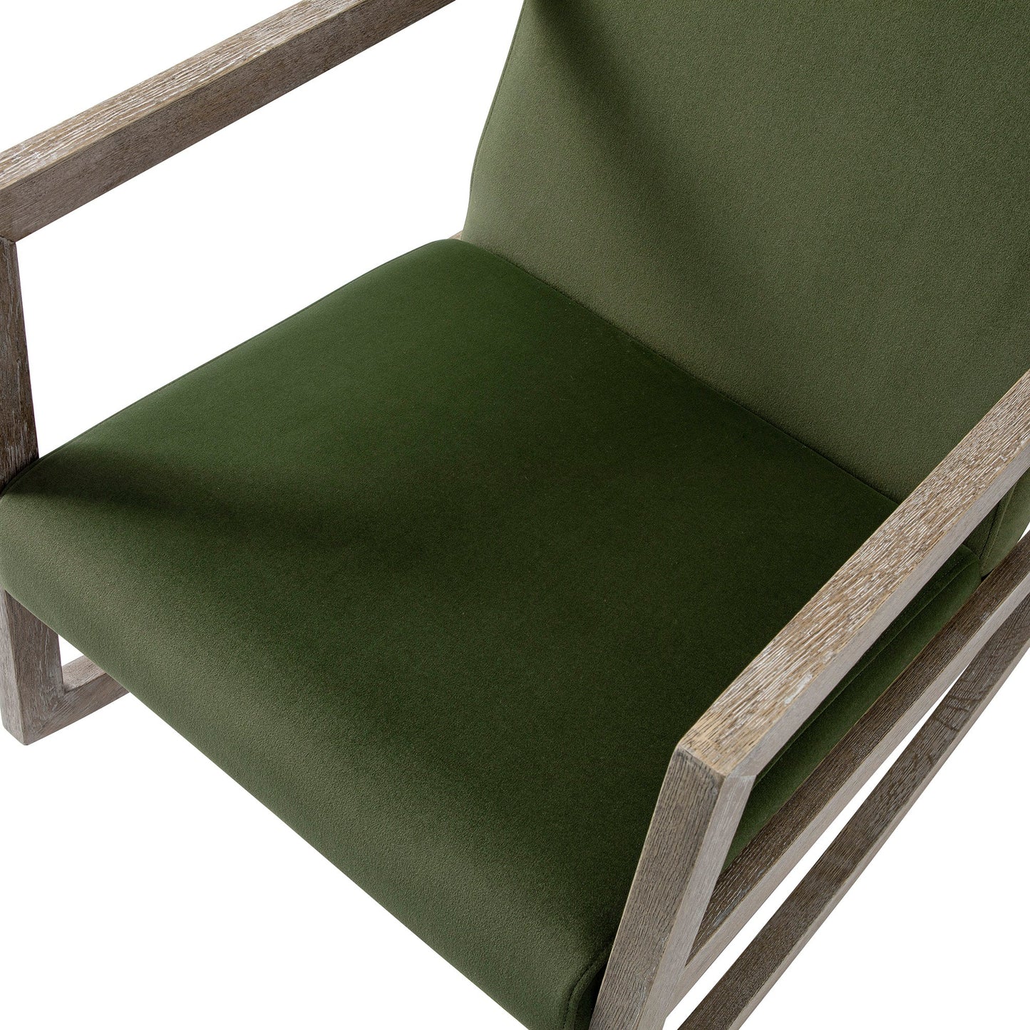 Fyne Moss Green Velvet Rocking Weathered Oak Armchair