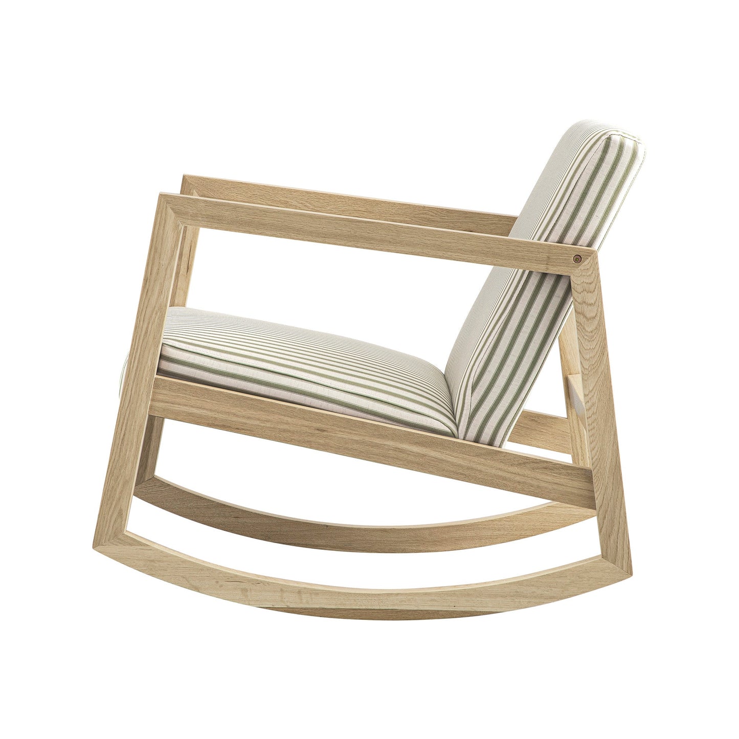 Fyne Sage Striped Linen Blend Natural Oak Rocking Armchair