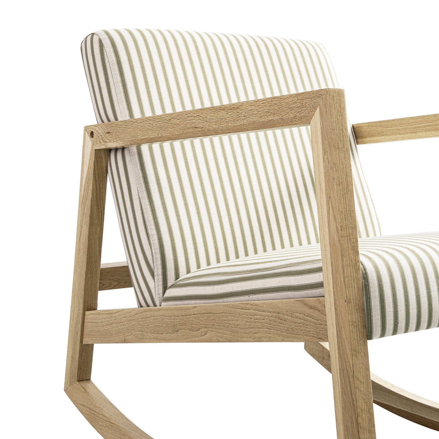 Fyne Sage Striped Linen Blend Natural Oak Rocking Armchair
