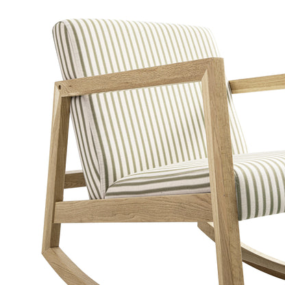 Fyne Sage Striped Linen Blend Natural Oak Rocking Armchair