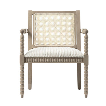Hemingford Beige Textured Fabric Bobbin Washed Oak Armchair