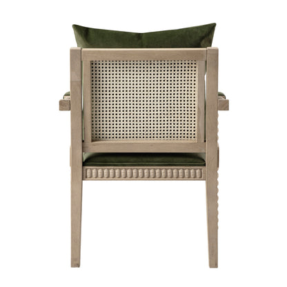 Hemingford Moss Green Velvet Bobbin Washed Oak Armchair