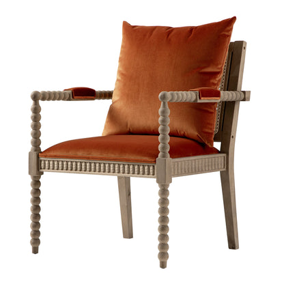Hemingford Rust Velvet Bobbin Washed Oak Armchair