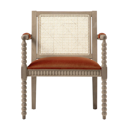 Hemingford Rust Velvet Bobbin Washed Oak Armchair