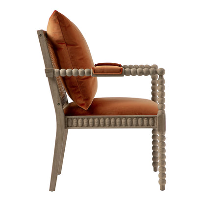 Hemingford Rust Velvet Bobbin Washed Oak Armchair
