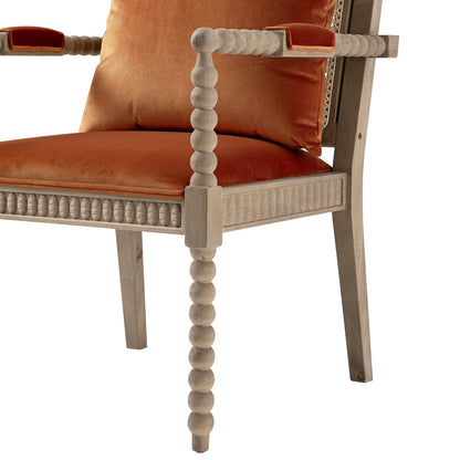 Hemingford Rust Velvet Bobbin Washed Oak Armchair
