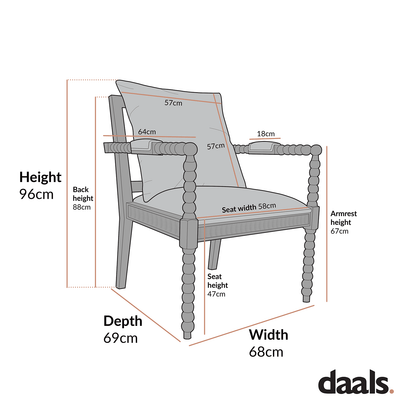 Hemingford Moss Green Velvet Bobbin Washed Oak Armchair