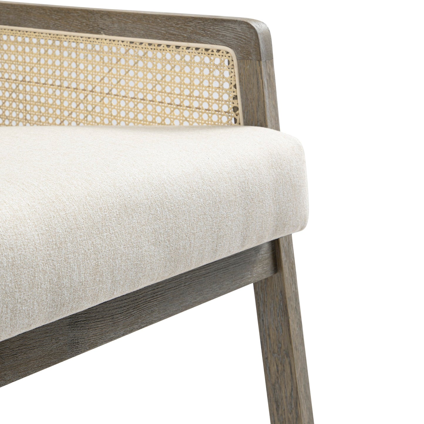 Fyne Oatmeal Fabric Weathered Oak Frame Rattan Armchair