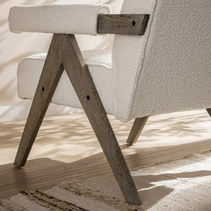 Chinnor Beige Boucle Weathered Oak Frame Accent Chair