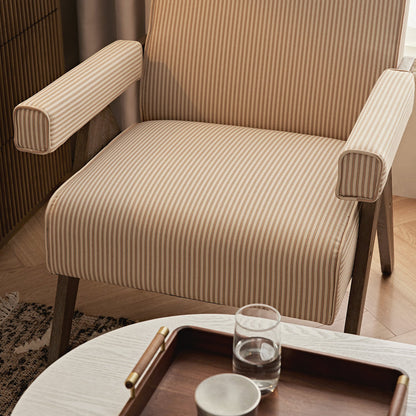 Chinnor Ochre Striped Linen Blend Weathered Oak Frame Accent Chair