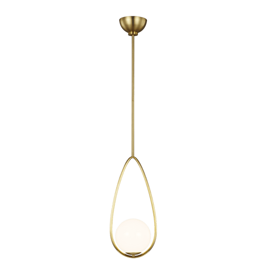 Galassia One Light Pendant - Burnished Brass with White Glass