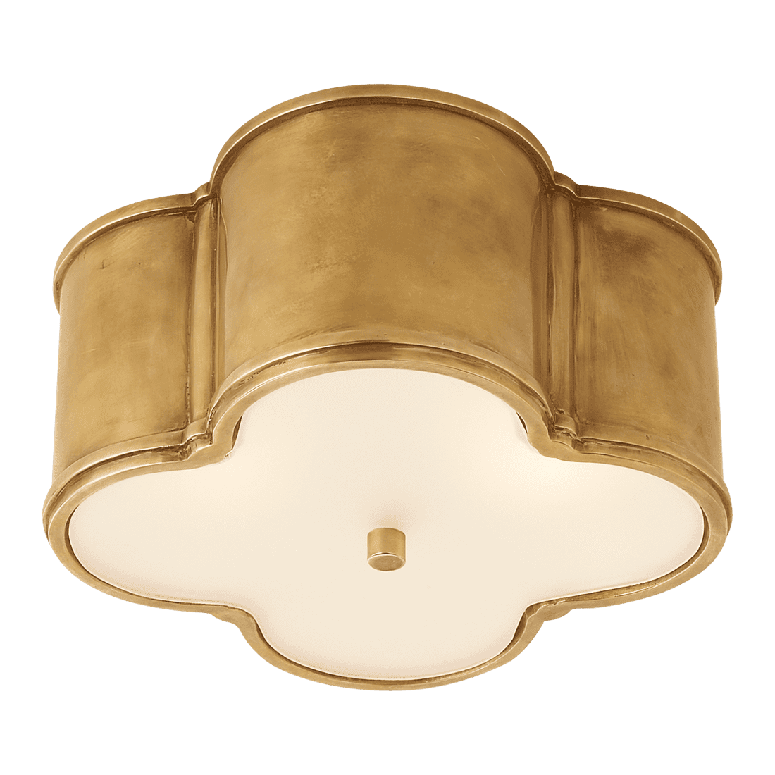 Basil Small Flush Mount - Natural Brass with Frosted Glass