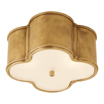 Basil Small Flush Mount - Natural Brass with Frosted Glass