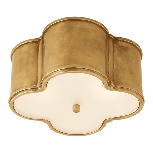 Basil Small Flush Mount - Natural Brass with Frosted Glass