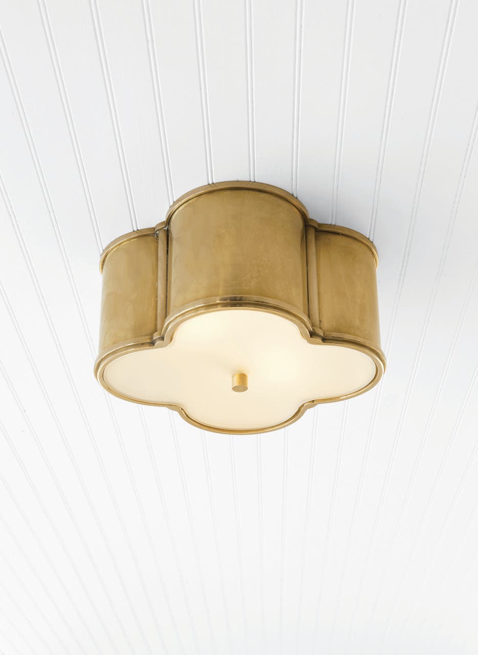 Basil Small Flush Mount - Natural Brass with Frosted Glass