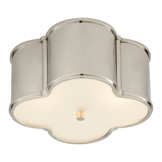 Basil Small Flush Mount - Polished Nickel with Frosted Glass