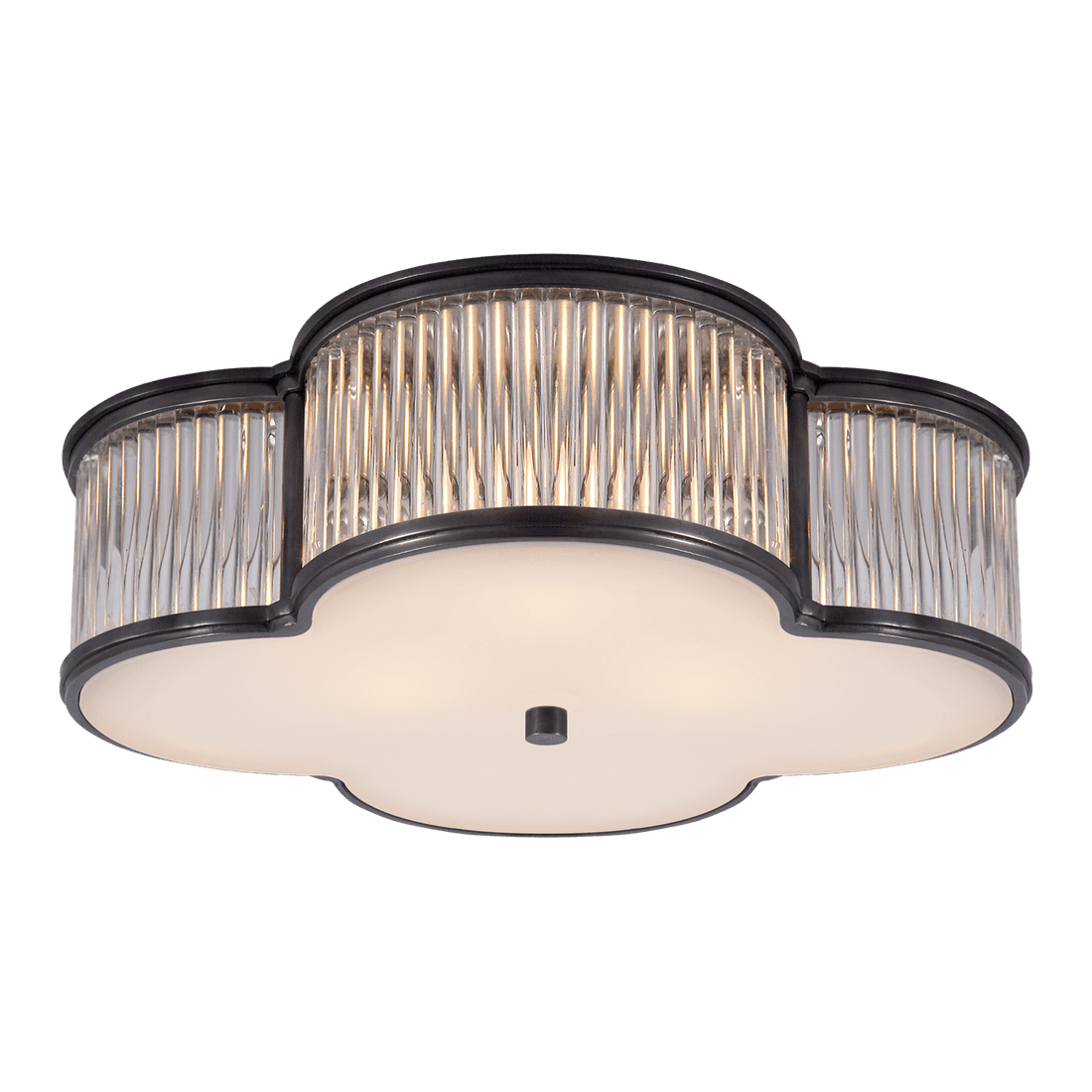 Basil 17" Flush Mount - Gun Metal & Clear Glass Rods with Frosted Glass