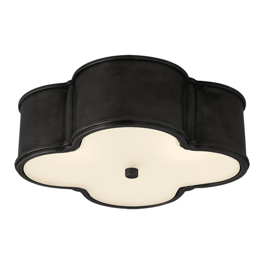 Basil 17" Flush Mount - Gun Metal with Frosted Glass