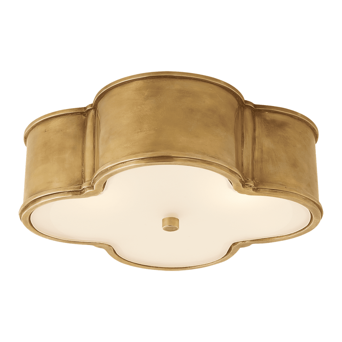 Basil 17" Flush Mount - Natural Brass with Frosted Glass