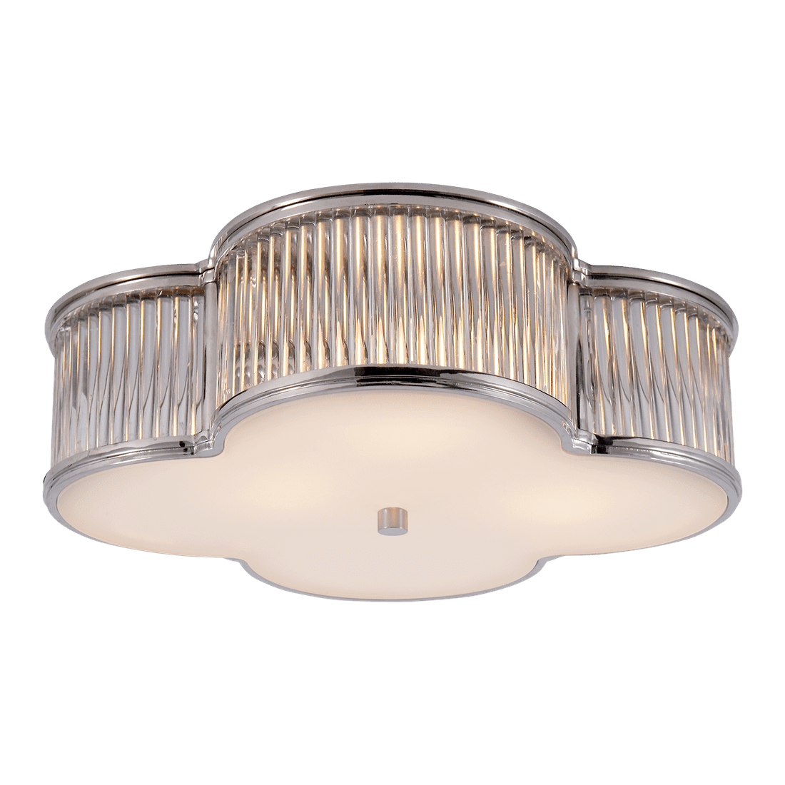 Basil 17" Flush Mount - Polished Nickel & Clear Glass Rods with Frosted Glass