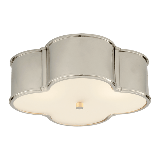 Basil 17" Flush Mount - Polished Nickel with Frosted Glass