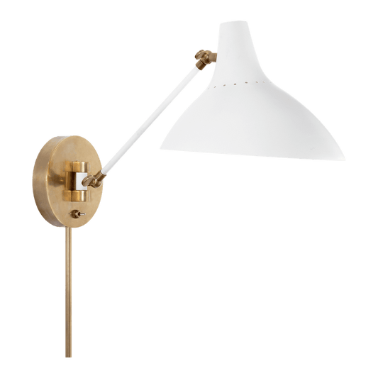 Charlton Wall Light - White & Antique Brass