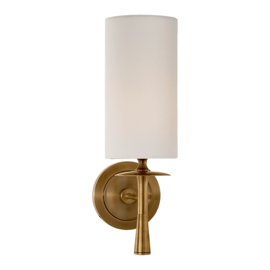 Drunmore Single Sconce - Antique Brass with Linen Shade