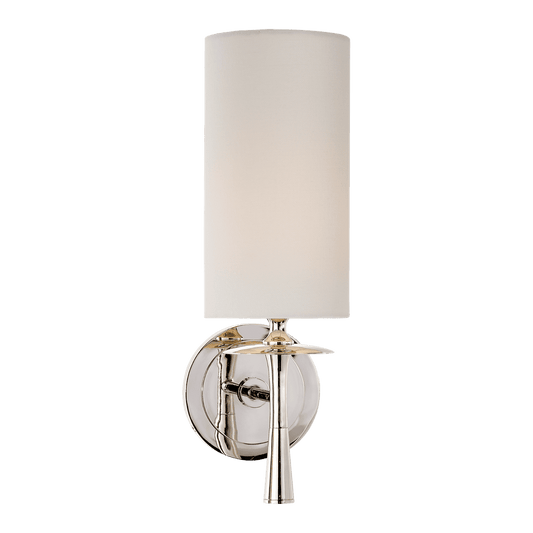 Drunmore Single Sconce - Polished Nickel with Linen Shade