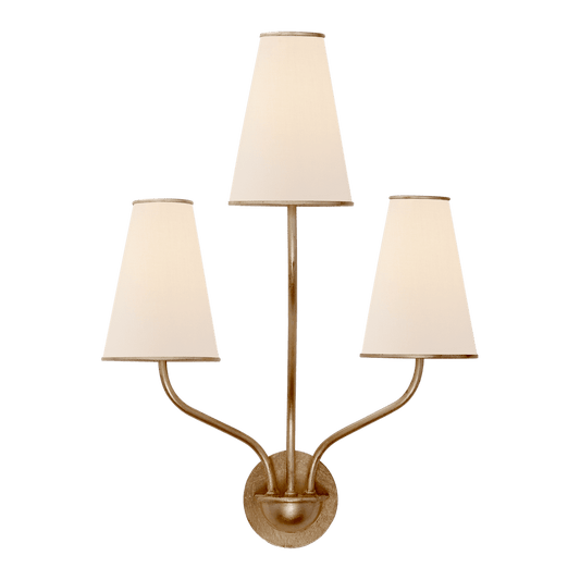 Montreuil Small Wall Sconce - Gild with Linen Shades