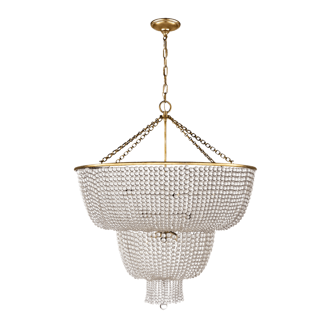 Jacqueline Two-Tier Chandelier - Antique Brass with Clear Glass
