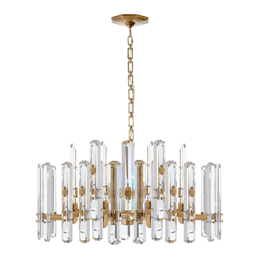 Bonnington Large Chandelier - Antique Brass with Crystal