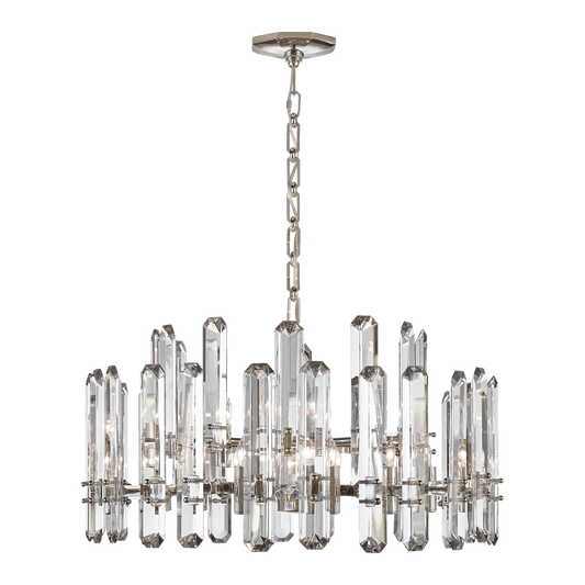 Bonnington Large Chandelier - Polished Nickel with Crystal