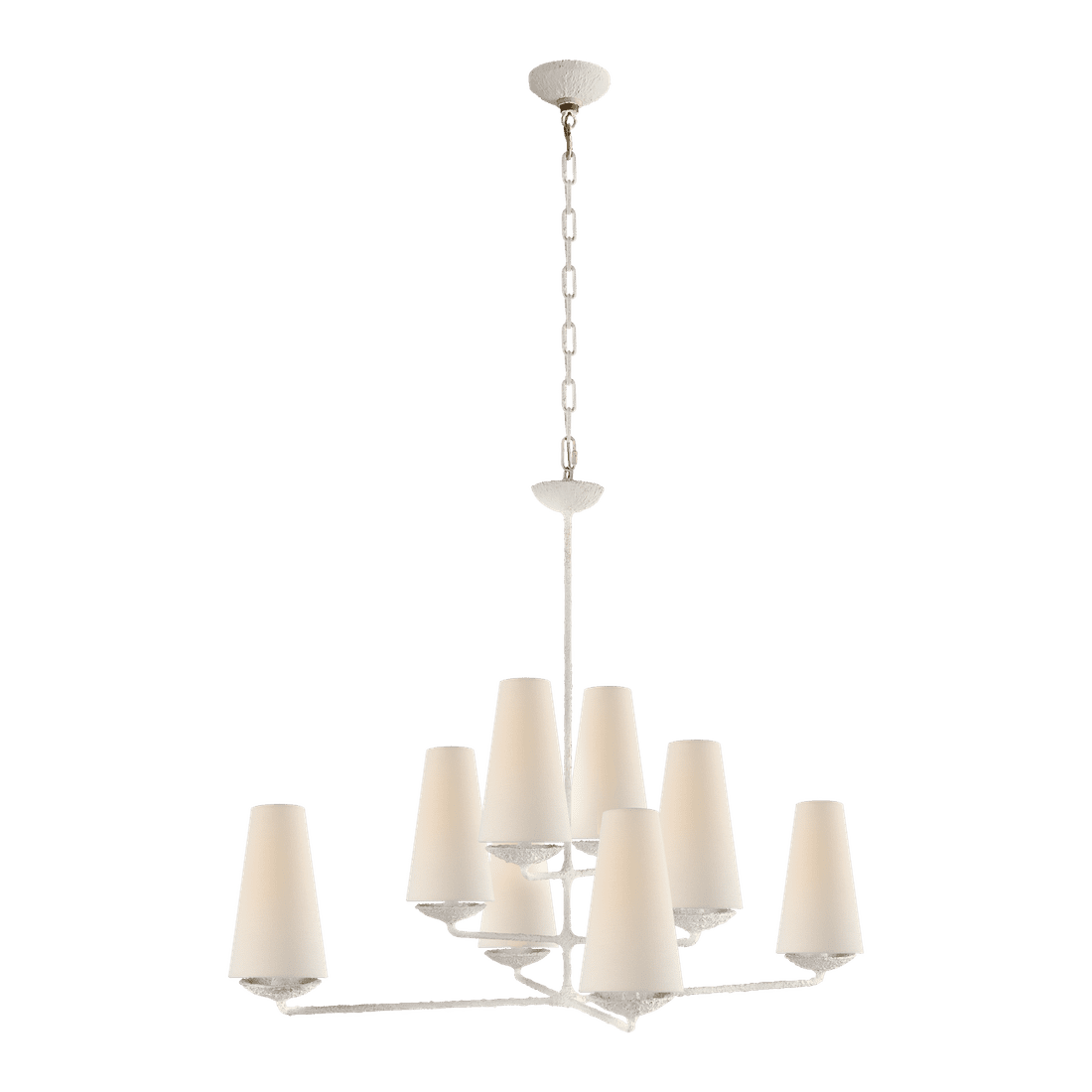 Fontaine Large Offset Chandelier - Plaster White with Linen Shades