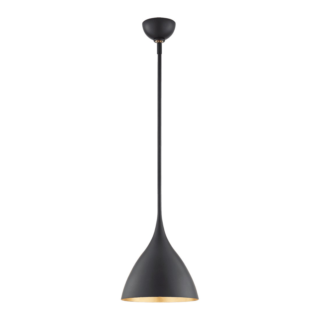 Agnes Small Pendant - Matte Black with Gild Interior