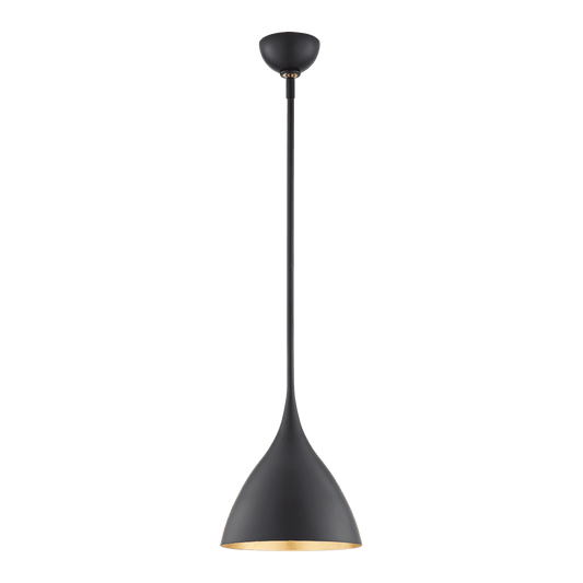 Agnes Small Pendant - Matte Black with Gild Interior