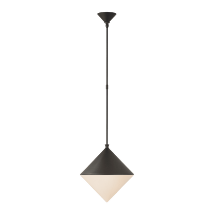 Sarnen Medium Pendant - Matte Black with White Glass