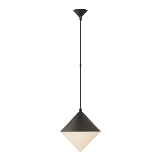 Sarnen Medium Pendant - Matte Black with White Glass