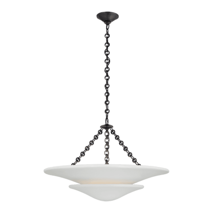 Mollino Medium Tiered Chandelier - Bronze with Plaster White Shade