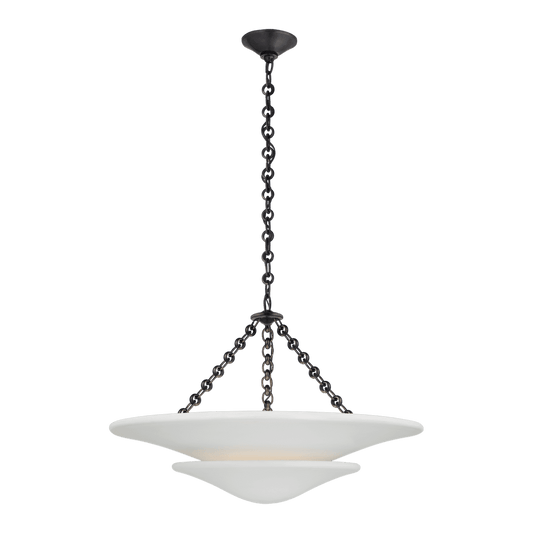 Mollino Medium Tiered Chandelier - Bronze with Plaster White Shade