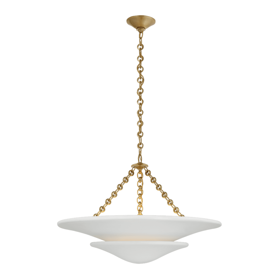 Mollino Medium Tiered Chandelier - Antique Brass with Plaster White Shade