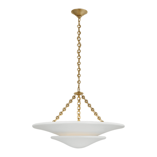 Mollino Medium Tiered Chandelier - Antique Brass with Plaster White Shade